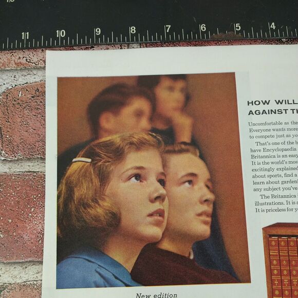 Encyclopaedia Britannica - "Measure Up to Kids Next Door" - Vtg 1961 PRINT AD - Picture 5 of 10